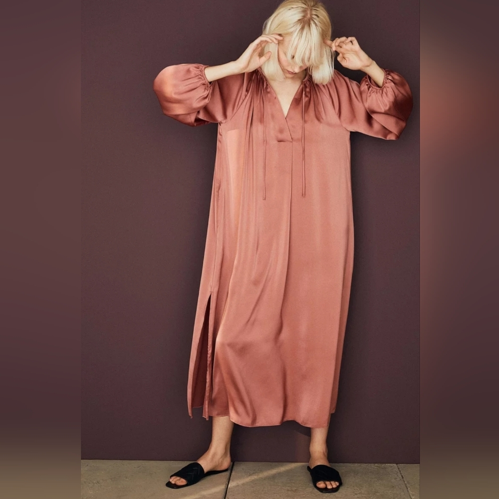 H&M Long-Sleeved Satin Maxi Dress